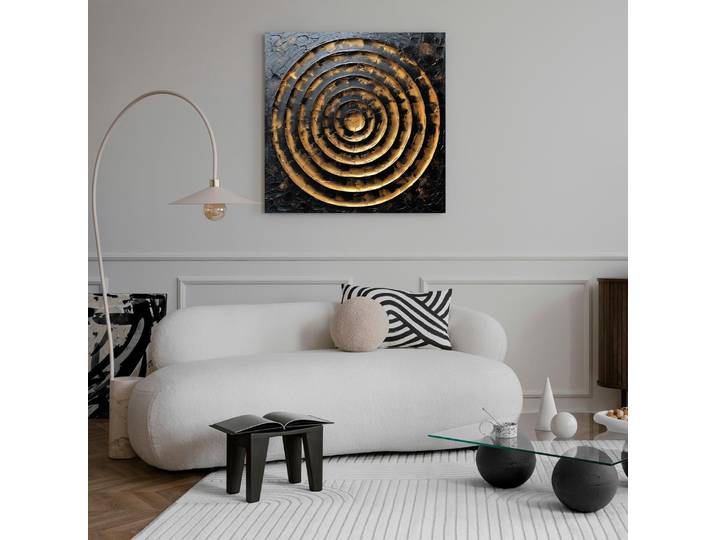 Leinwandbild QUEENCE Goldfarbendes Gemälde , gold (farbe bild(er): gold), B:60cm H:60cm T:1,5cm, Canvas, Holz, Bilder, Leinwandbild, Premium-Leinwandstoff, Handarbeit aus Deutschland