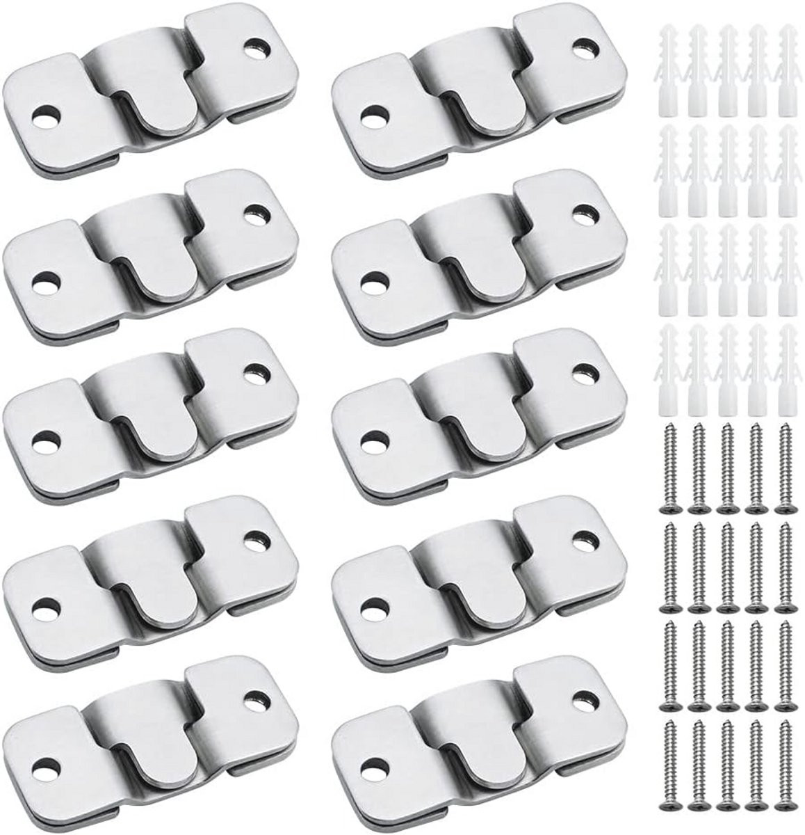10 Paar Zware Fotolijsten Hangers - Roestvrij Stalen Wandhouders voor Foto's en Spiegels