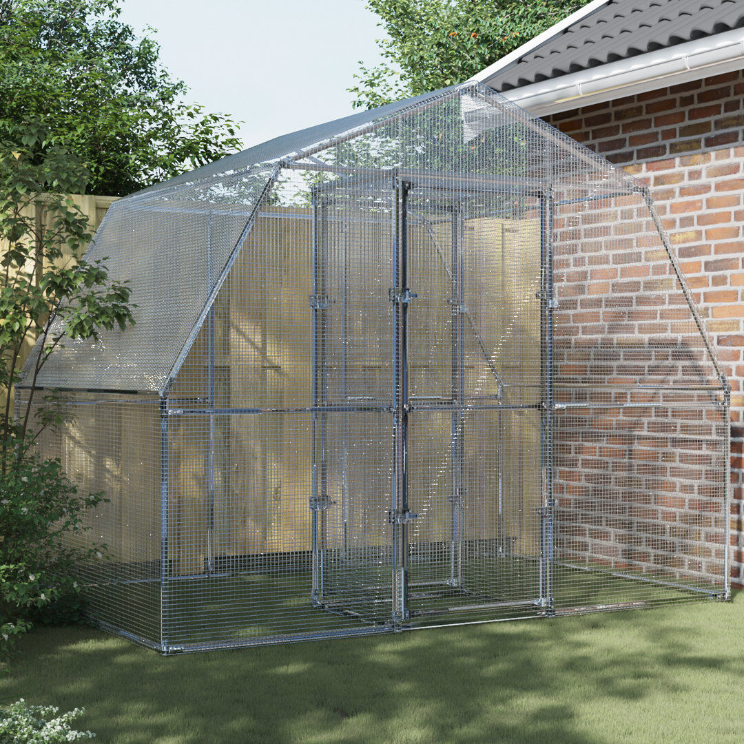 Rio Beverlin Bird Cage with Door Silver Galvanised Steel Silver 230cm H X 285cm W X 195cm D