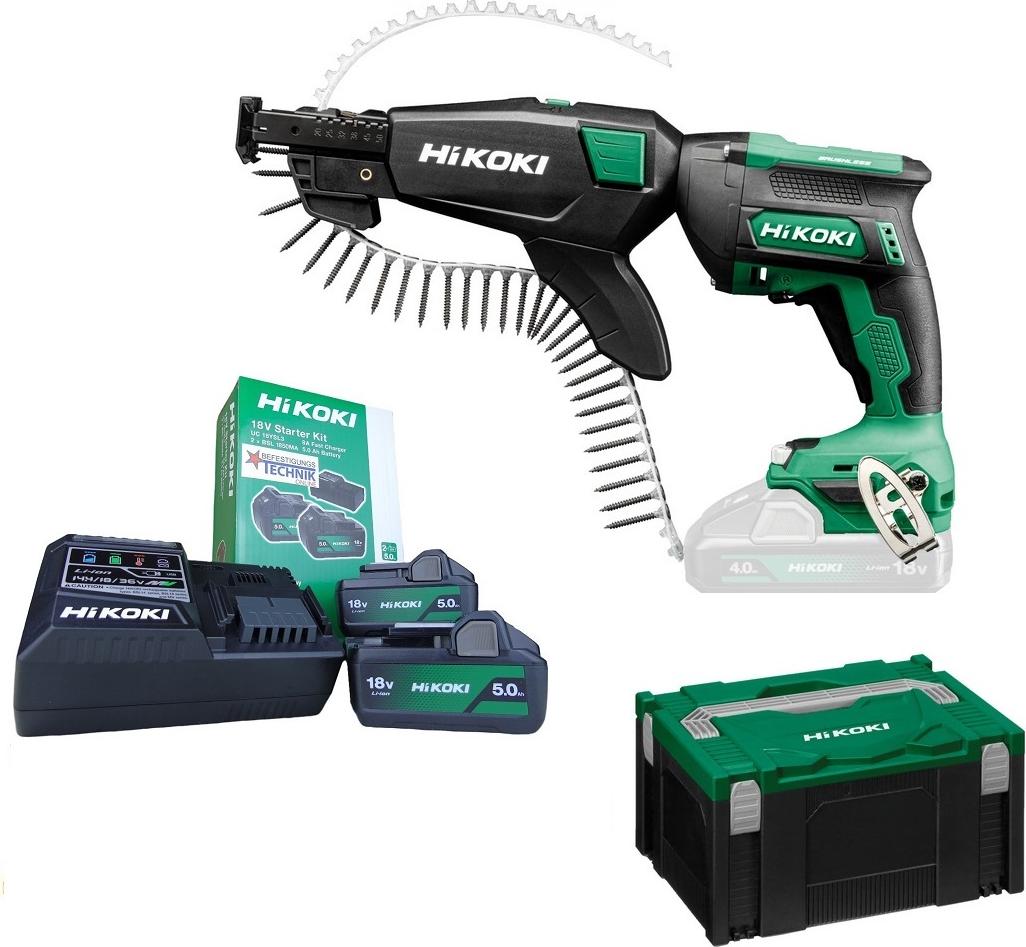 Hikoki Akku Magazinschrauber W18DB WCZ 2x5,0Ah für Magazinschrauben Trockenbau