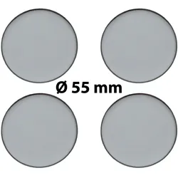 4 x Ø 55 mm Polymere Aufkleber / Chrom-Optik / Nabenkappen, Felgendeckel
