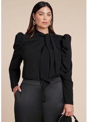 Plus Size Women's Drape Front Blouse by ELOQUII in Totally Black (Size 20)