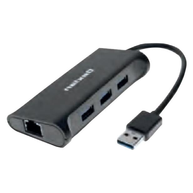 Dexlan USB 3.0 Gigabit Netzwerk Adapter mit 3 Port USB 3.0 Hub (USB-A, 4 Ports) (310723)