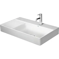 Duravit DuraSquare Waschtisch, 80x47cm, 1 Hahnloch, ohne Überlauf, Becken rechts, Unterseite glasiert (für verbesserte Hygiene) (für verbesserte Hygiene), 2349800041, Farbe: Weiß