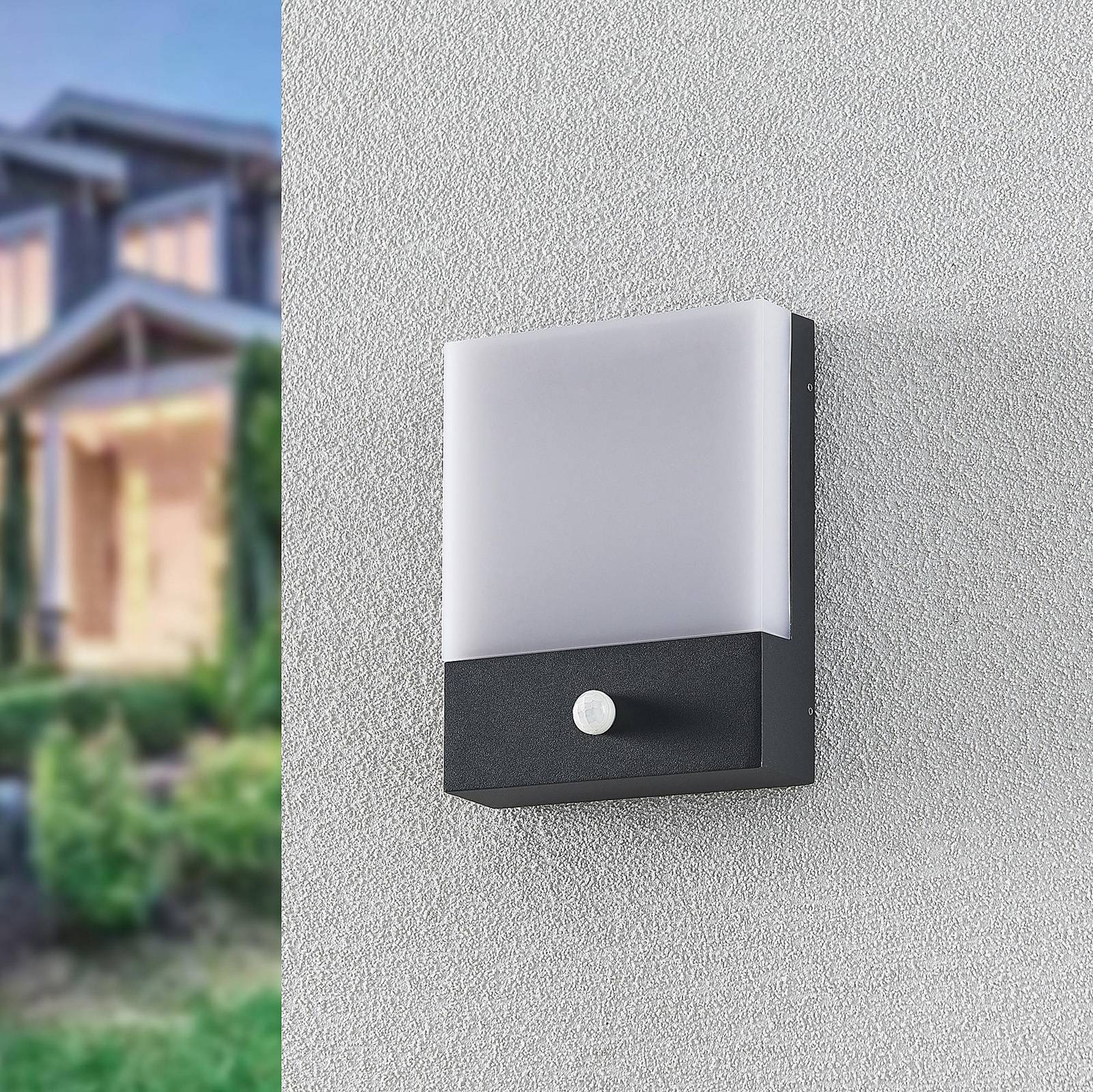Outdoor Sensor Wall Light Vanira Lindby, Black, Aluminium, Modern, Outdoor Wall Light
