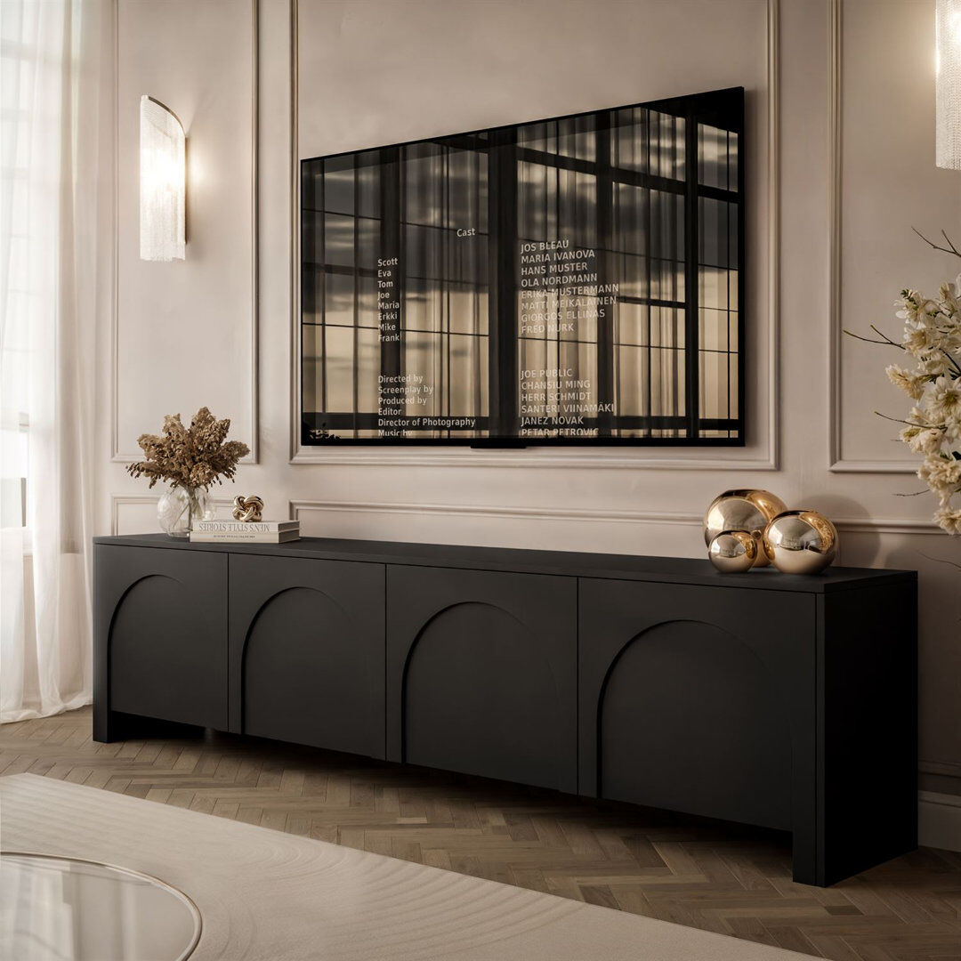 Latitude Run TV Stand ARIADNA 4D TV cabinet for TV's up to 88" Black 88"