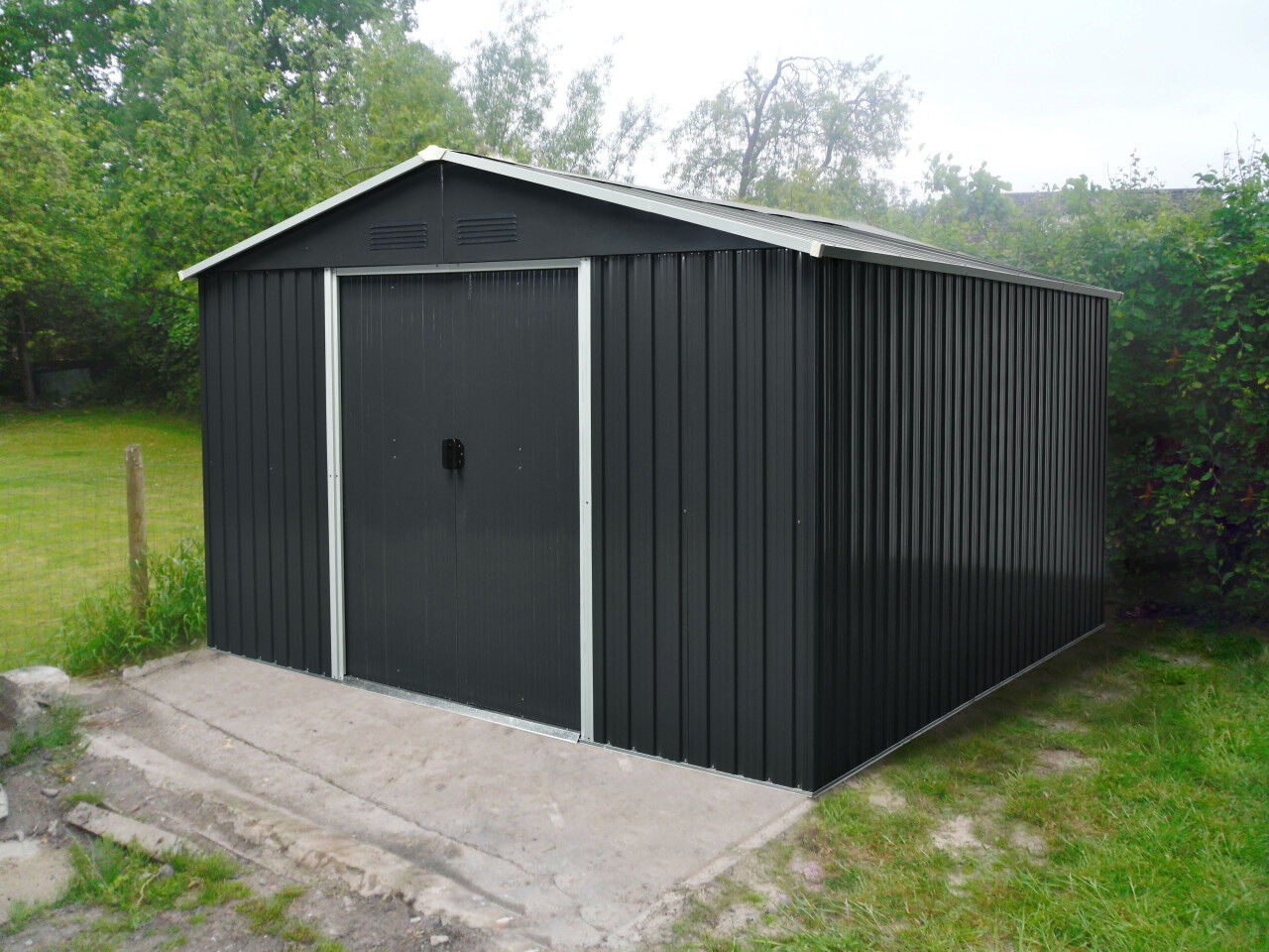 Pergart Metallgerätehaus Dresden II 1012 291 x 355 cm schiefer-creme