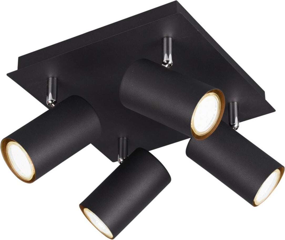Trio Marley Plafondlamp 4-lichts zwart met verstelbare spots