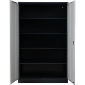 G-Office Aktenschrank FLC.192/N, aus Metall, abschließbar, 120 x 195 x 42 cm (B/H/T), lichtgrau / anthrazit