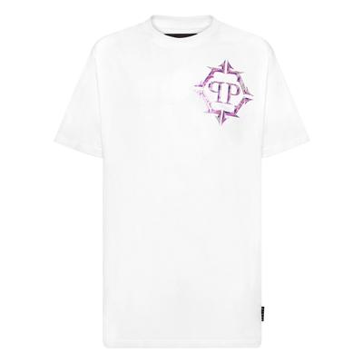 T-Shirt PHILIPP PLEIN "Chrome", Herren, Gr. 3XL, weiß (01, weiß), Obermaterial: 100% Baumwolle, Shirts T-Shirt