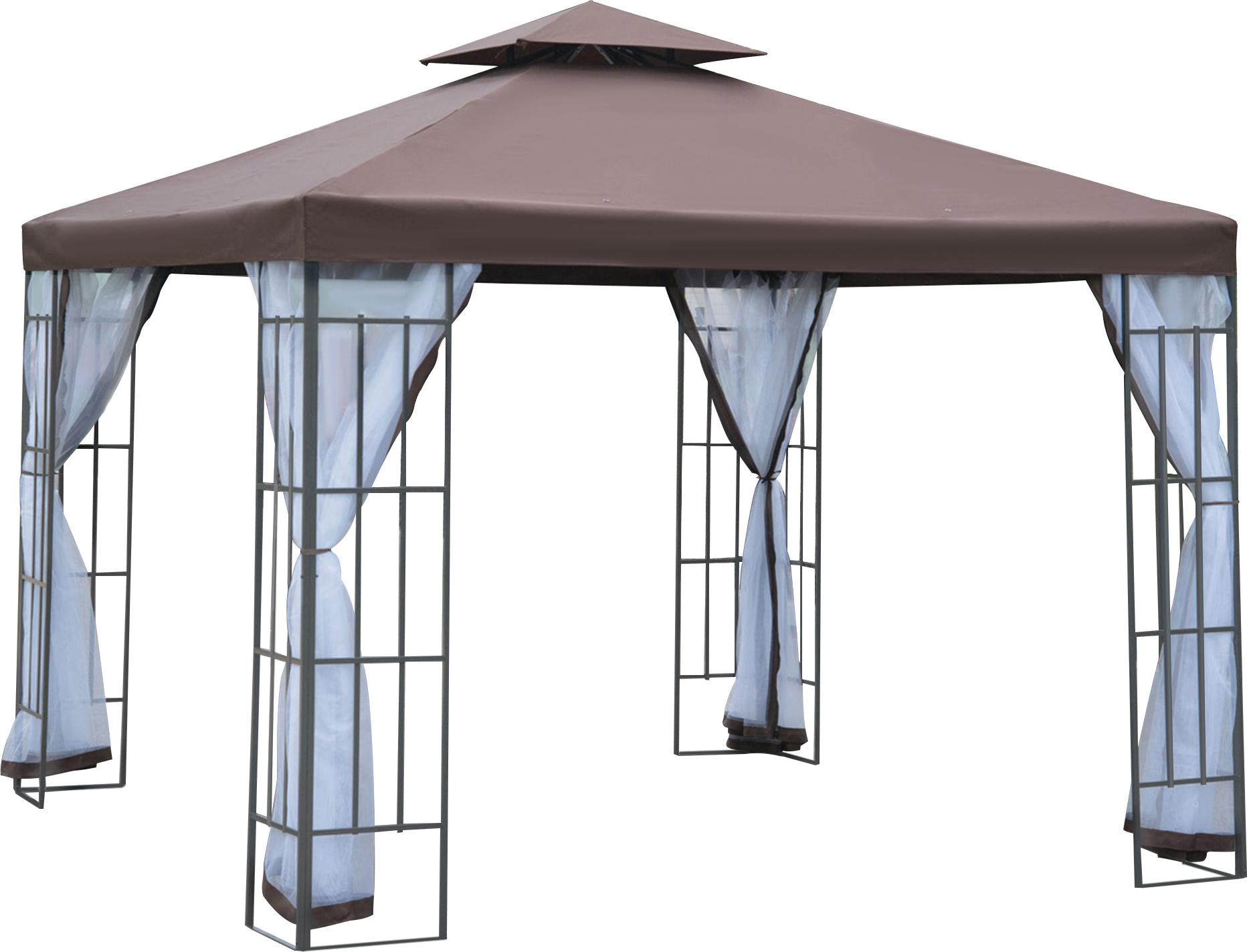 Pavillon Gartenpavillon mit Moskitonetze Seitenwände, Partyzelt mit Doppeldach, Gartenzelt Festzelt 2,97x2,97m