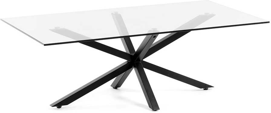 Pharao24.de Designercouchtisch mit Klarglasplatte Spider Gestell in Schwarz