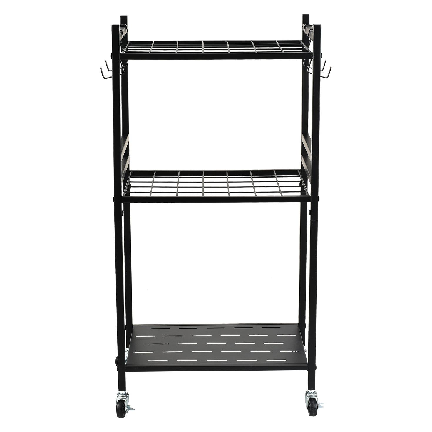 Maclean Mobiler Ständer / Rollwagen für Gartengeräte, schwarz, Masse 43 x 30 x 79 cm, max. 20 kg, MC-138 (1x) (MC-138)