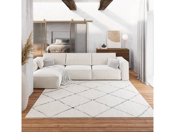 Hochflor-Teppich WECON HOME STUDIO two , beige, B:80cm H:35mm L:150cm, Polypropylen (PP), Teppiche, Hochflor-Teppich, weicher und kuscheliger Flor, Wohnzimmer, Shaggy, im Berber-Stil