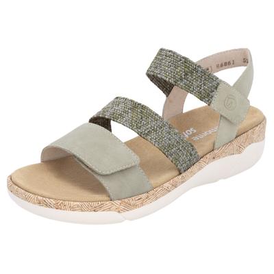 Keilsandalette REMONTE, Damen, Gr. 41, Textil, grün (salbei), Bast, Lederimitat, Schuhe, Riemchensandale, Bequemschuh, Sommerschuh mit Soft-Fußbett