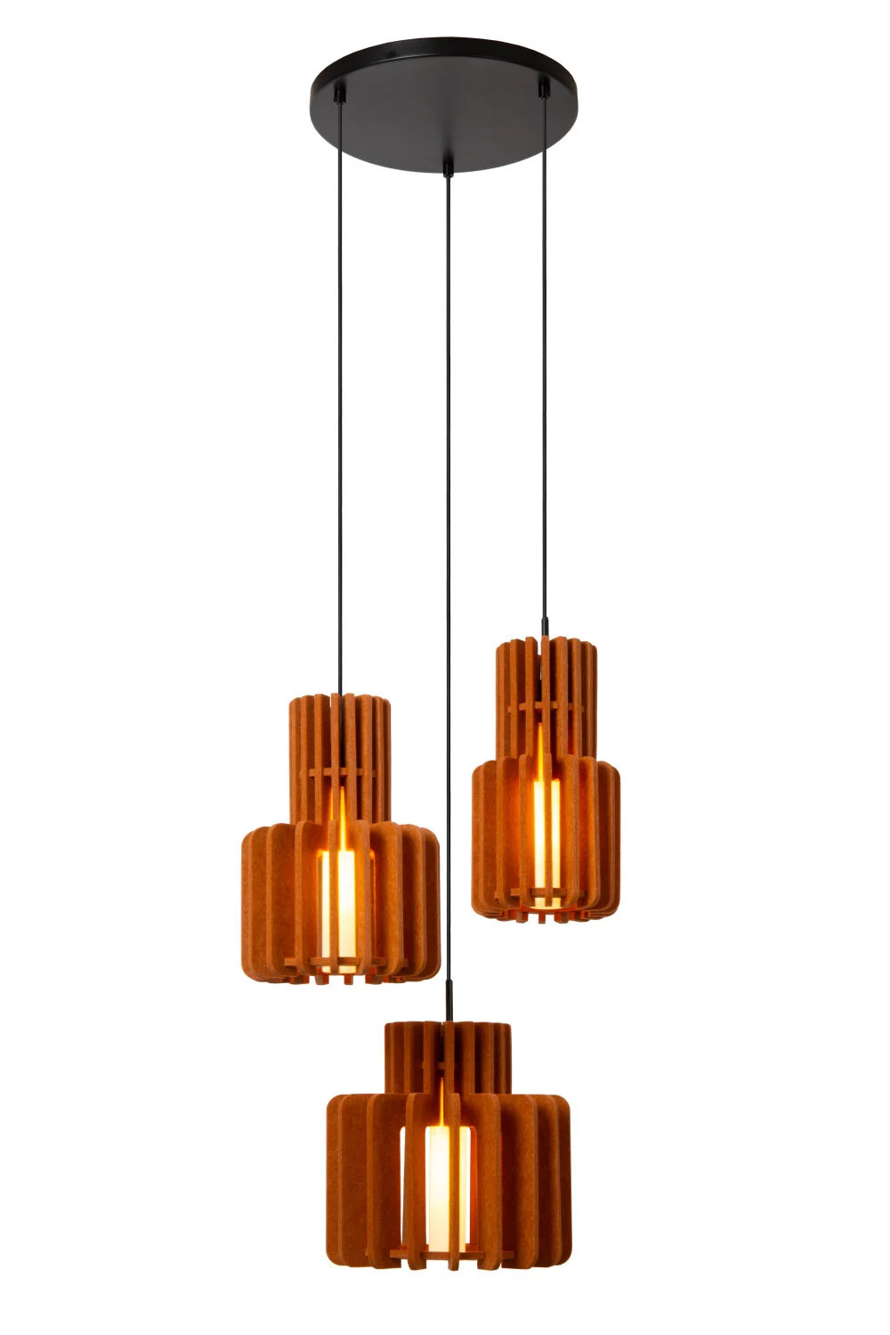 Lucide ROLLO Design Hanglamp - 3-lichts - Terracotta - Hoogte verstelbaar