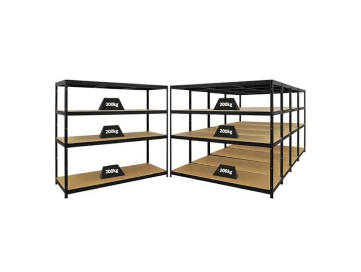 PROREGAL Mega Deal 5X Schwerlastregal Giant Elephant HxBxT 160x180x60cm Fachlast 200kg Schwarz Kellerregal, Steckregal, Garagenregal, Lagerregal