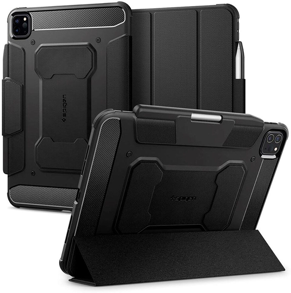 iPad Pro 11" (2025 / 2024) Spigen Rugged Armor Pro Cover m. Apple Pencil Holder - Sort
