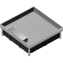 Hager EKQ120LE15 Nivel. Edelstahlkassette Q12 mit Leitungsauslass für 12x45er Module Belag T=15mm