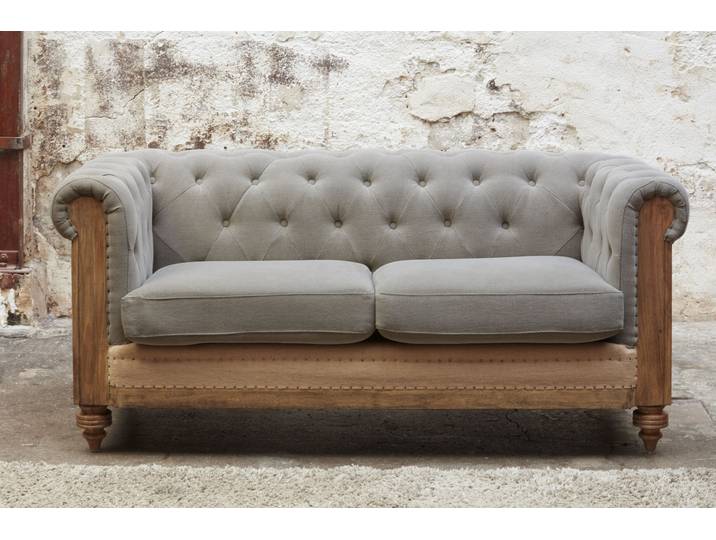 Canapé Chesterfield 2 places gris Montaigu