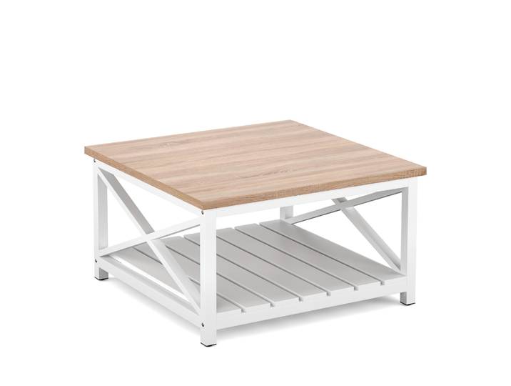 Beistelltisch BRAVON 79 x 79 x 45 cm weiss/braun