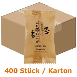 Seife Gästeseife Welcome Signature Vegetable Soap 400 x 8 g für Großverbraucher wie Hotels oder Pensionen, Unisex Duft