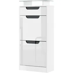 SCHUHSCHRANK Fiesta Weiß Hochglanz / Schwarz Hochglanz