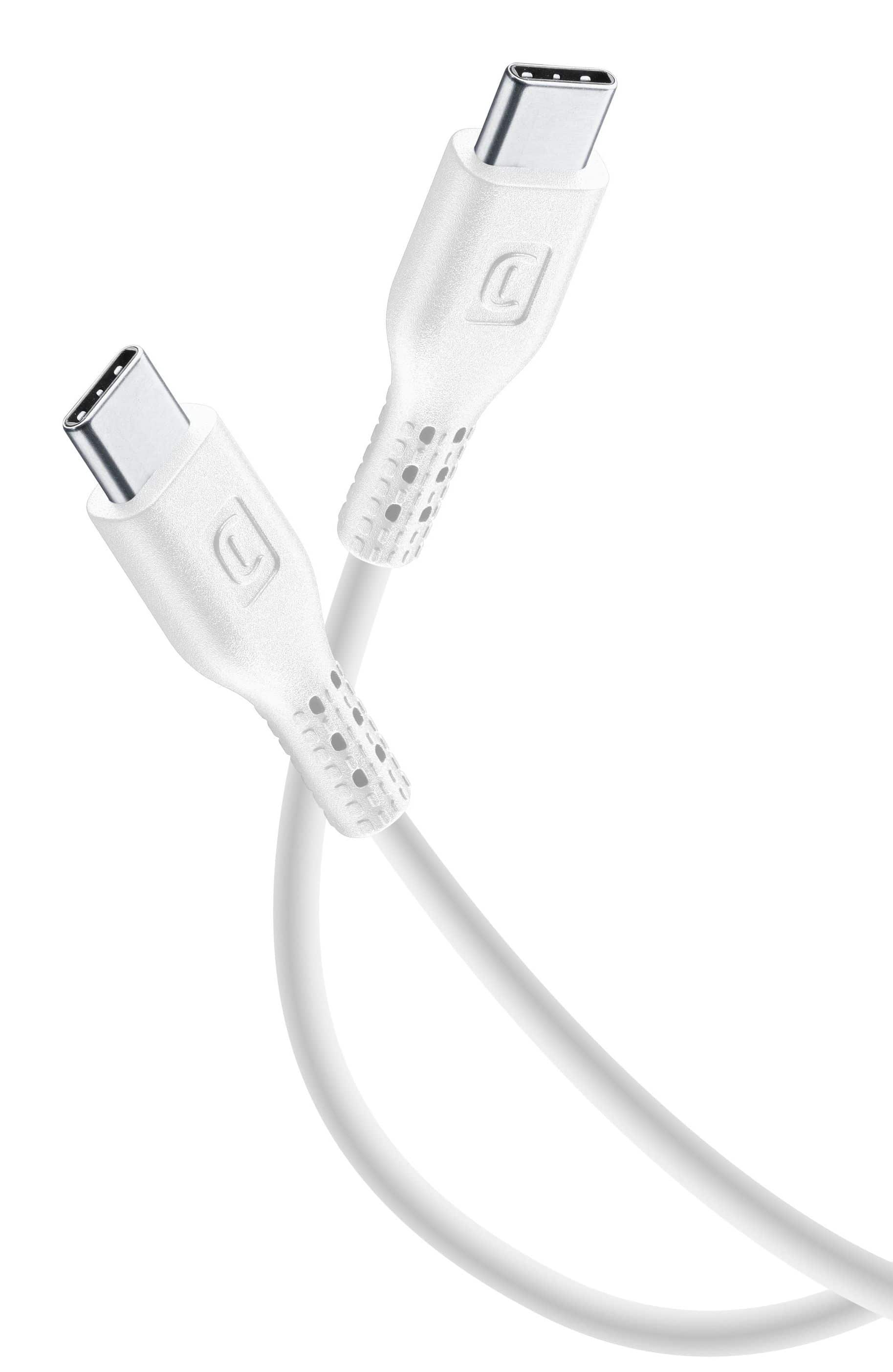 Cellular Line Stecker USB C auf USB C bis 60 W 2 m Power Cable (Weiß)