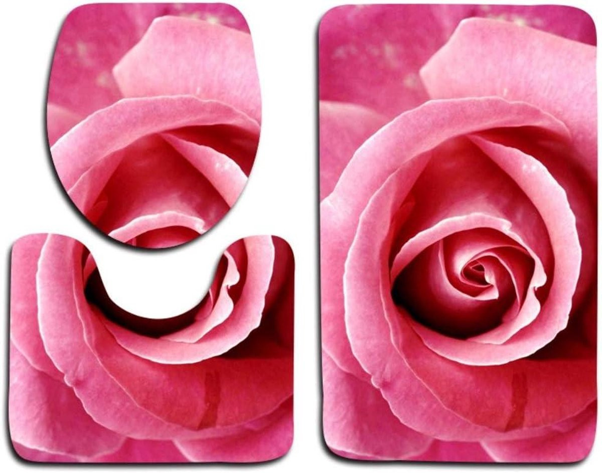 Badkamer Matten Set met Antislip Ontwerp in Roze - 50 x 80 cm