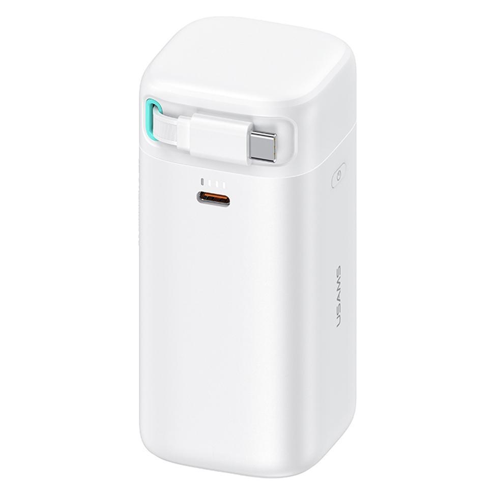 Usams Powerbank ze zwijanym kablem USB-C 18000 mAh PD45W Fast Charge XMF Series biały/white 20KCD216 (18000 mAh, 45 W) (20KCD21602)