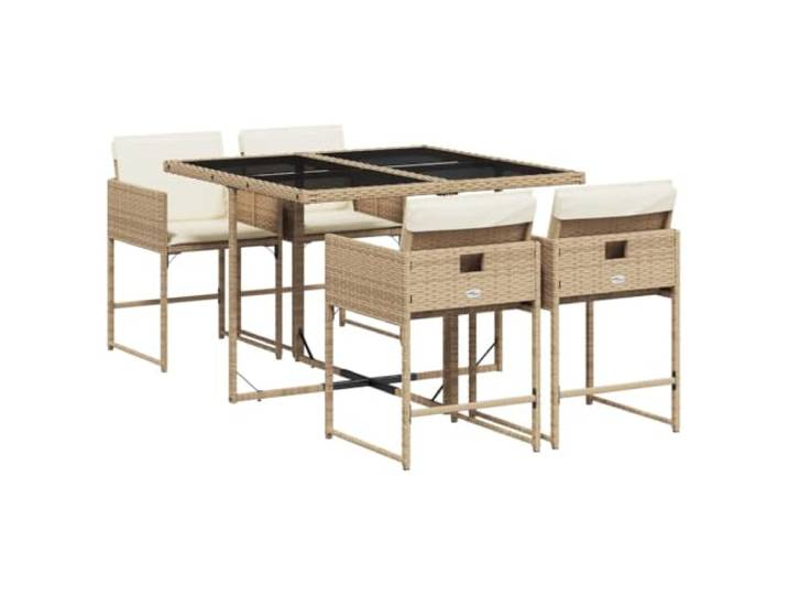 PUGYNBK Esszimmer-Set für den Außenbereich, 5-teilig, synthetisches Rattan, Beige
