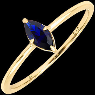 Edenly Azure Ring â€“ 9-karÃ¤tiges Gelbgold, synthetischer Saphir
