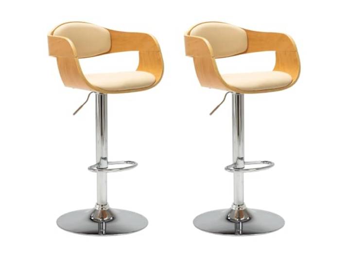 Barstühle, verstellbar, gebogenes Holz und Kunstleder, Basis 2 Stück Gepolsterter Barhocker, schlichtes und zeitloses Design, einfache pneumatische Anpassung, robuster verchromter Fuß