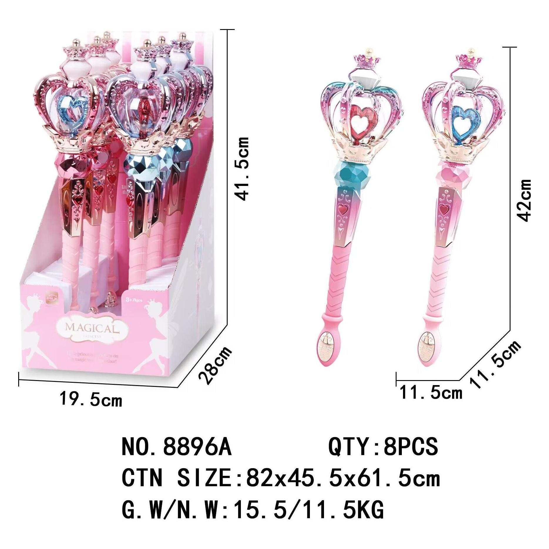 Sea&Sun Flashing Magic Stick w. Light Music 6pcs Display (8896A) (8896A)