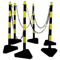 Dehn 700111 Kettenständer-Set Secur mit Zementfuß Pfosten: gelb/schwarz KTST SET 6ZFS GBSW 10M KT KTSTSET6ZFSGBSW10MKT