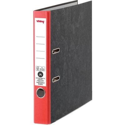 Viking Ordner Schmal DIN A4 50 mm Rot, Schwarz 2 Ringe Pappkarton Wolkenmarmor Hochformat