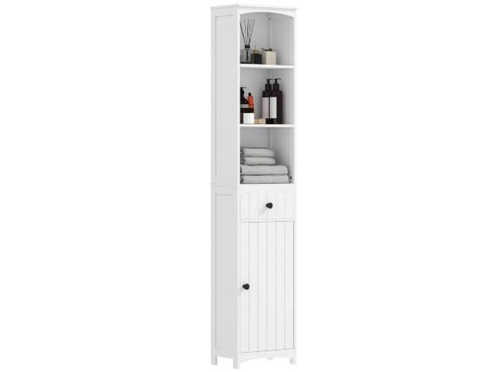 HOMCOM Badezimmerschrank Hochschrank mit 3 Regalen 34x24x170,5cm Weiß