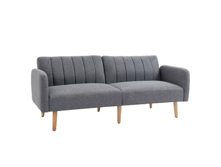 HOMCOM Schlafsofa Verstellbare Rückenlehne Holzbeine 173x75x73cm Grau 2-Sitzer Sofa mit Schlaffunktion, Dick Gepolsterte Couch, Armlehne, Schlafcouch, Wohnzimmer, Gästezimmer