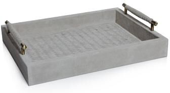 Zodax Arden Woven Suede Leather Tray with Brass Handles