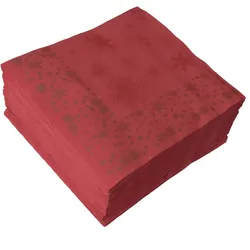 Ornamensa 50 Servietten Weihnachten Airlaid 40cm x 40cm bordeaux Schneeflocken-Motiv