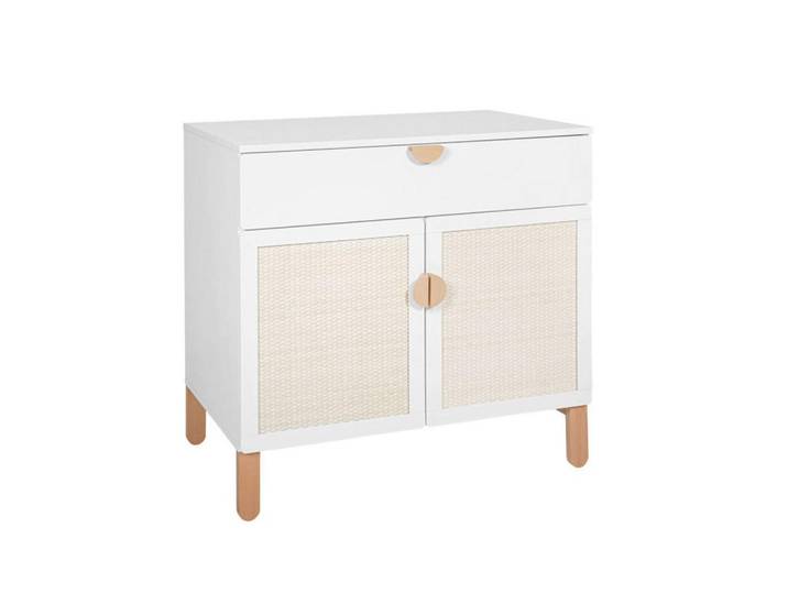 Petits-meubles Wickelkommode Laurie Weiß und Holz, Holzwerkstoff, 1 Schubladen, 90x90x50 cm, Baby- und Kindermöbel, Babyzimmer, Wickelkommode & Zubehör, Wickelkommoden