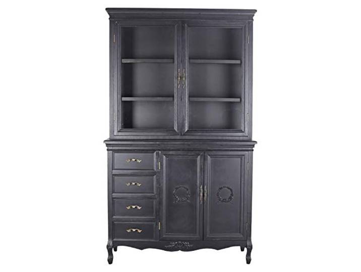 Französischer Vitrinenschrank Antik Buffet Küchenbuffet Küchenanrichte 115cm Schwarz hdm322 Palazzo Exklusiv