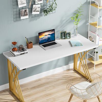 ROSE Modern Gold/White Computer Desk, 55 inch Dining Table with Gold Legs, Vanity Table, Conference Table