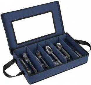 Hold N Storage Flatware Storage Case with 5 Compartments, Removable Lid and Carry Handles, Silverware Organizer Box for Cutlery Storage
