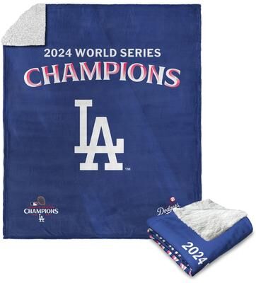 Los Angeles Dodgers 2024 MLB World Series Champs Champs Silk Touch Sherpa Throw Blanket