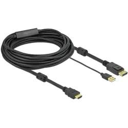 Delock HDMI (Typ A) USB A — DisplayPort (7 m), Videokabel, Schwarz