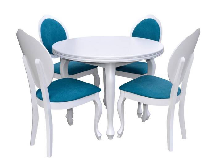 JVmoebel Essgruppe Runder Holztisch mit eleganten Stühlen für Esszimmer und Konferenz, (5-tlg), Made in Europa