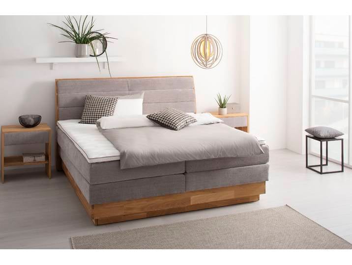 Boxspringbett, Grau, 204x216 cm, Polyester, Mit LED-Beleuchtung & Bettkasten, Modern, OTTO-products