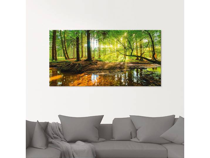Glasbild ARTLAND Wald mit Bach , grün (farbe bild(er): grün), B:50cm H:50cm, Bilder, Glasbild, in verschiedenen Grössen