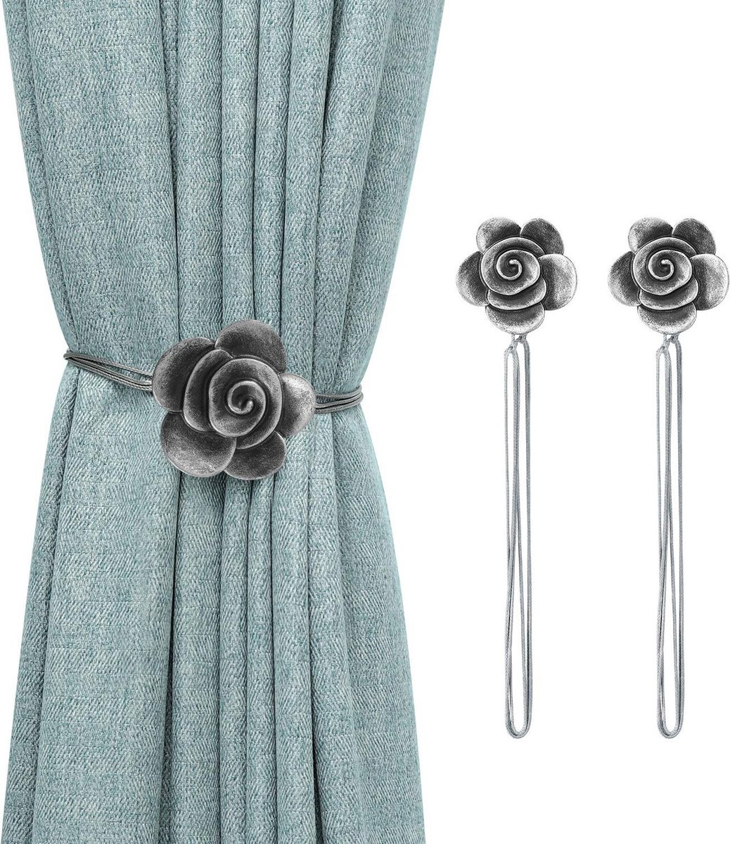 Camellia magnetische gordijnbinders - 1 paar gordijnhouders - zwart